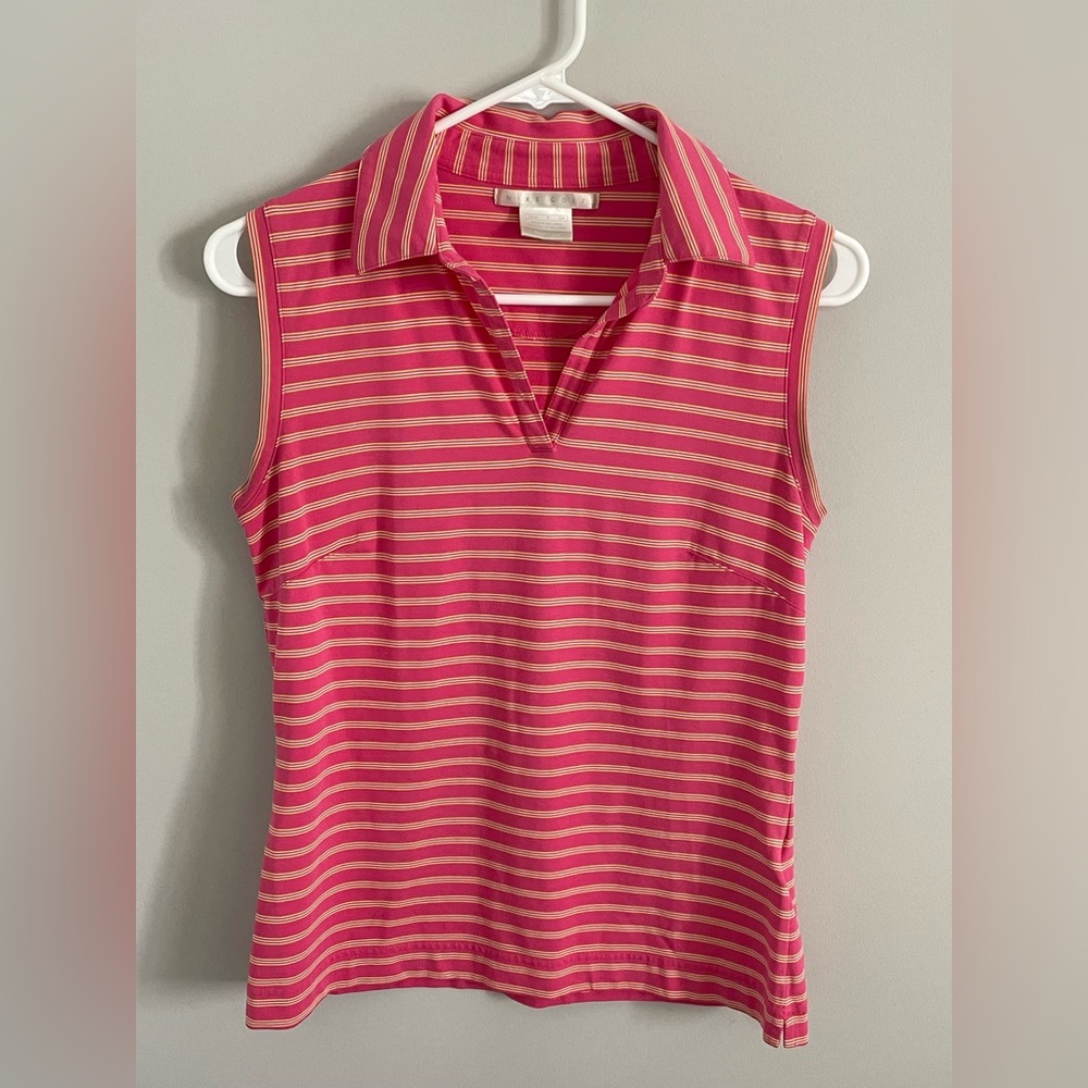 NikeGolf Striped Sleeveless Polo - Pink